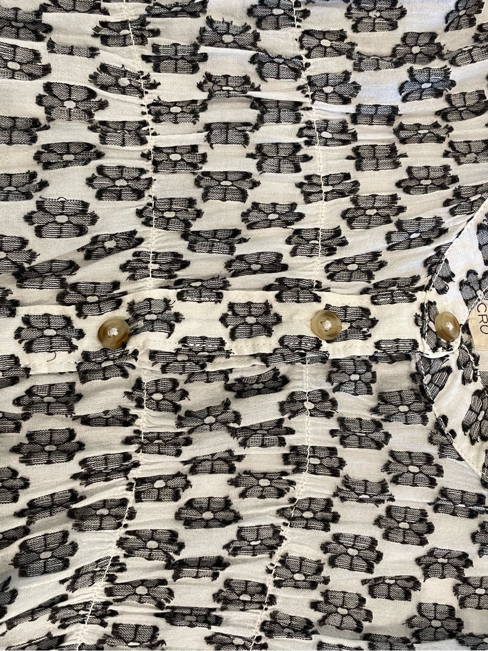 Pilcro Black & White Smocked Button-Front Blouse - Picture 6 of 6
